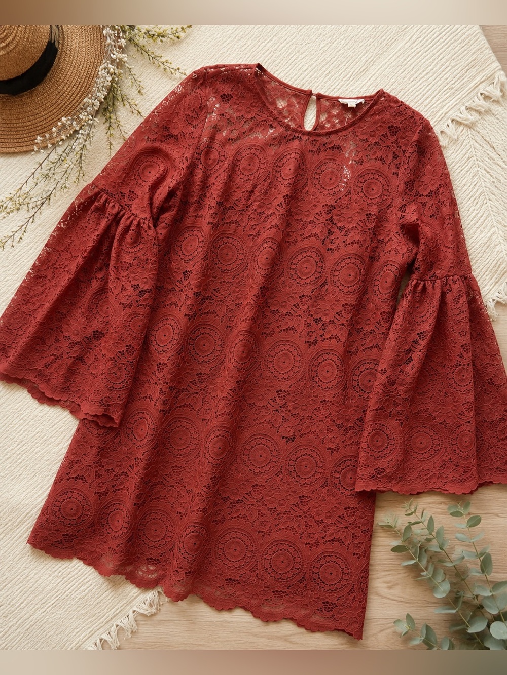 NWT Skylar + Jade Brandy Apple Lace Bell Sleeve Shift Dress XL